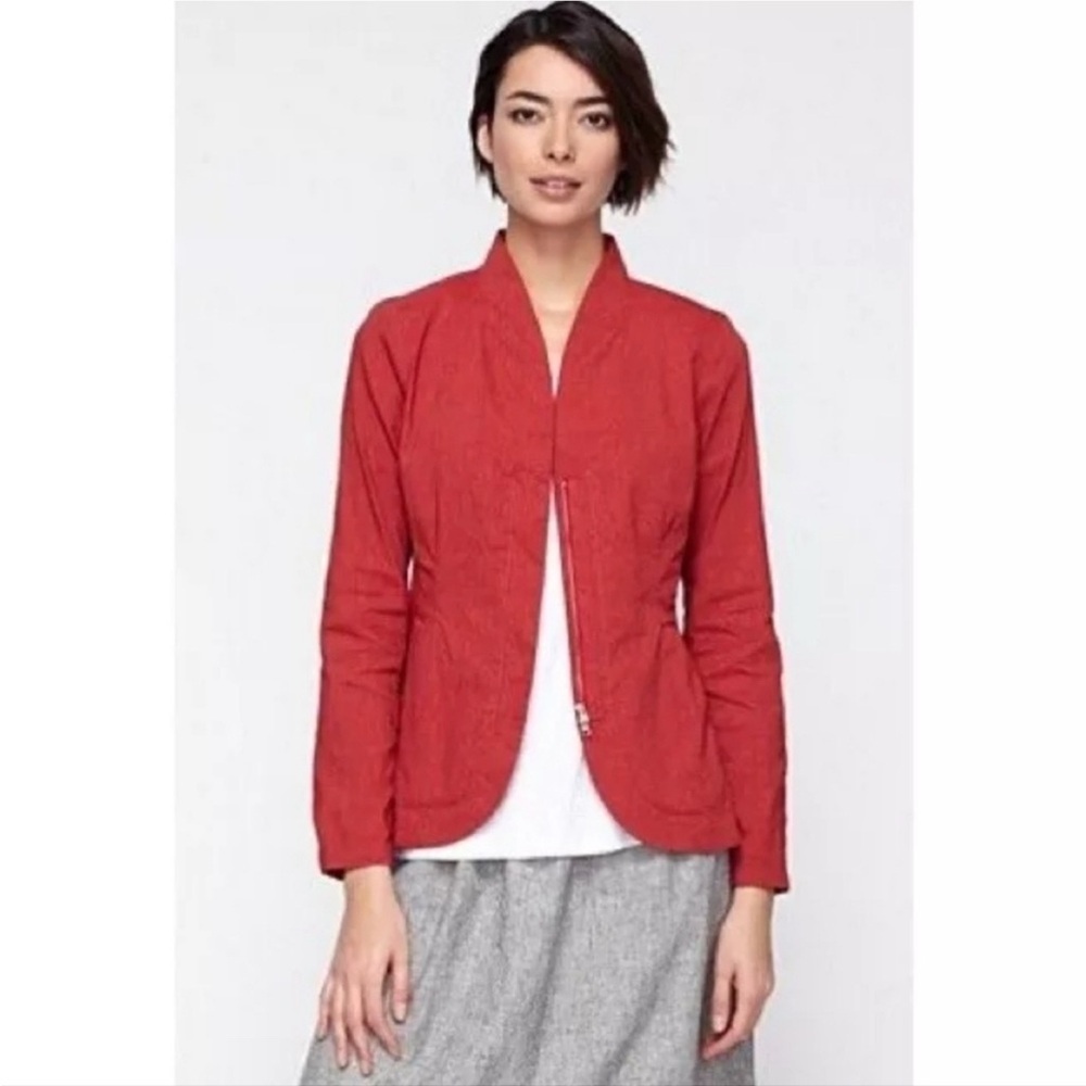 Eileen Fisher Italian Linen Blend Peplum Jacket | XS